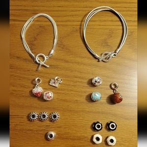 LOT OF 14 DaVinci Interchangeable Beads,Stoppers & Charms with 2 Bracelets! NEW!